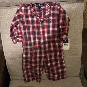 Ralph Lauren boys plaid romper NWT size 9 months